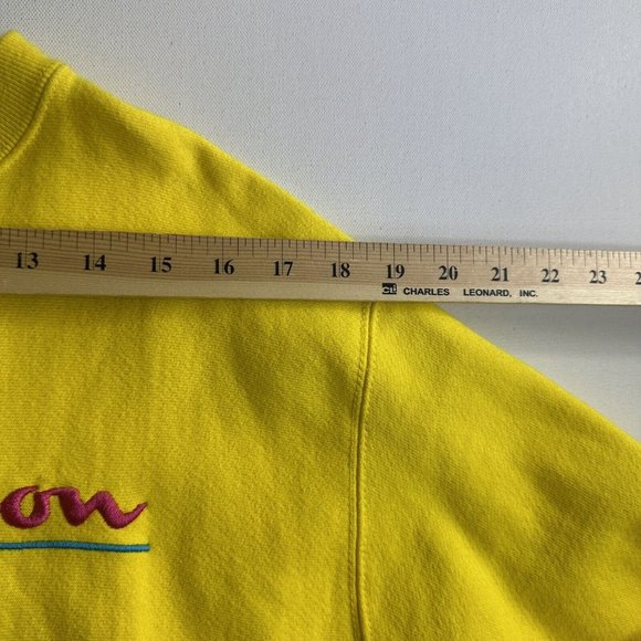 Vintage Champion Reverse Weave Pullover Yellow Sweatshirt Crew Neck Size Medium - Picture 10 of 11
